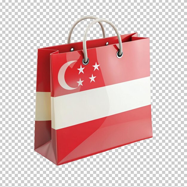 Singapore flag shopping bag on transparent background