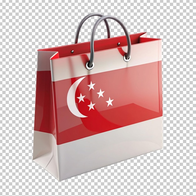 Singapore flag shopping bag on transparent background