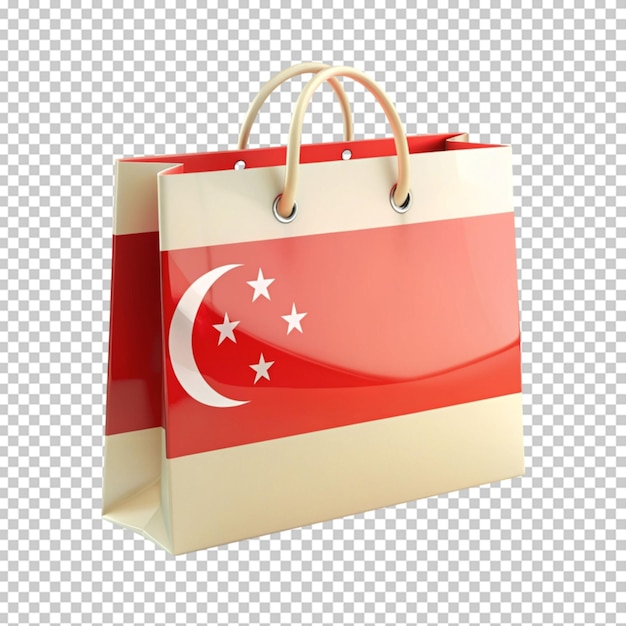 Singapore flag shopping bag on transparent background