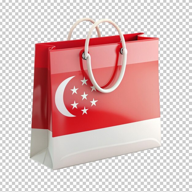 Singapore flag shopping bag on transparent background