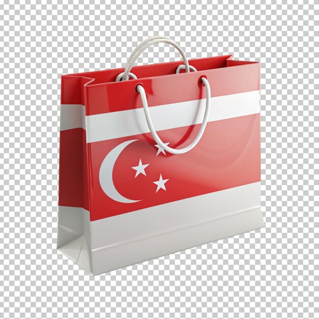 Singapore flag shopping bag on transparent background