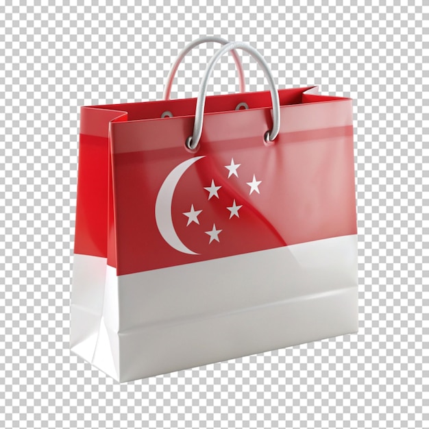 Singapore flag shopping bag on transparent background