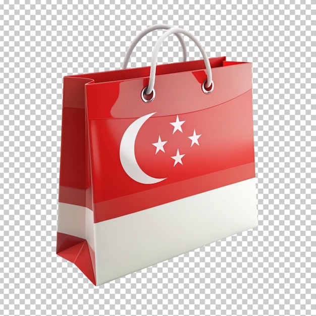 Singapore flag shopping bag on transparent background