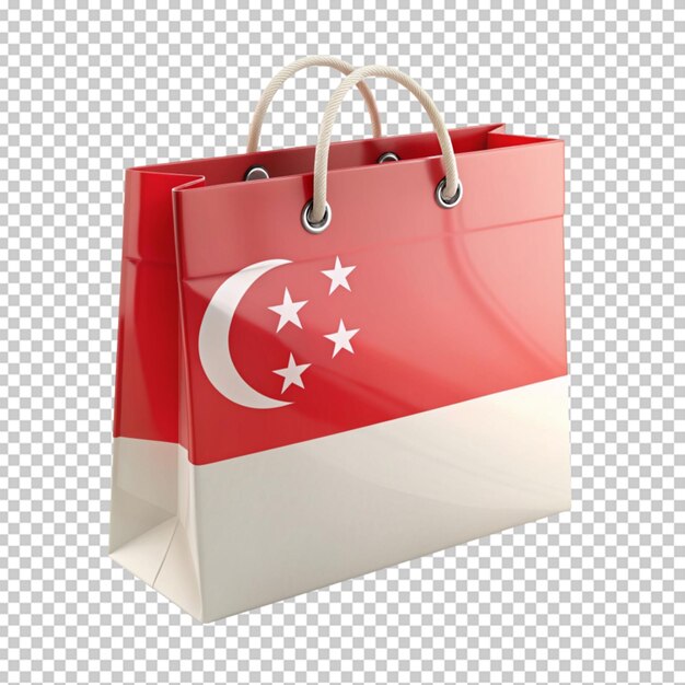 Singapore flag shopping bag on transparent background