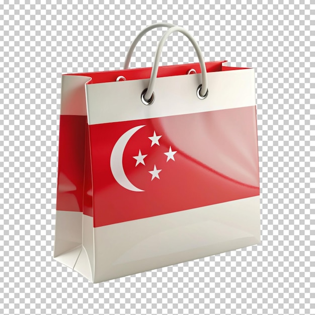 Singapore flag shopping bag on transparent background