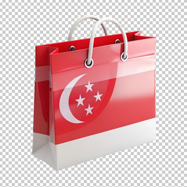 Singapore flag shopping bag on transparent background