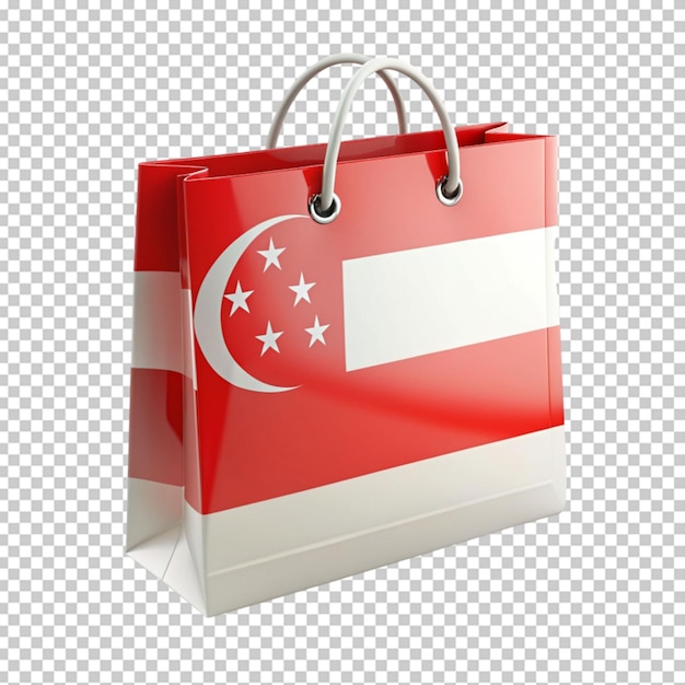 Singapore flag shopping bag on transparent background