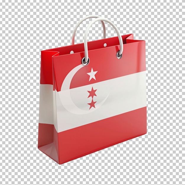 Singapore flag shopping bag on transparent background