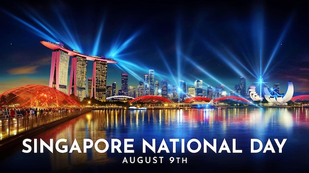 PSD singapore independence day 9 august 2023 design illustration suitable for social media banner and t