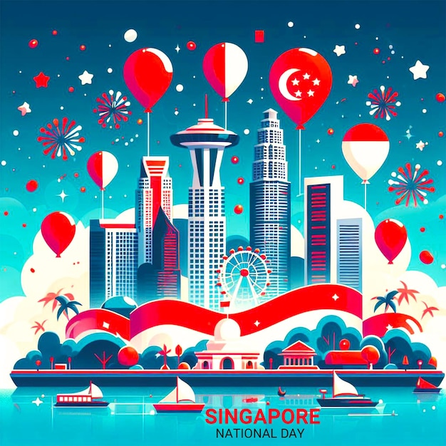 Singapore national day background banner template