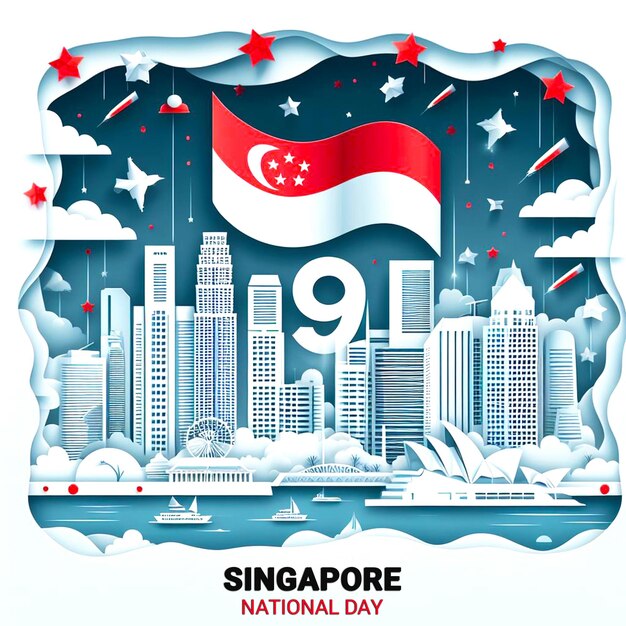 PSD singapore national day background banner template