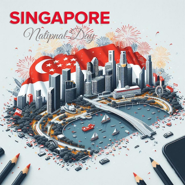 PSD singapore national day banner design