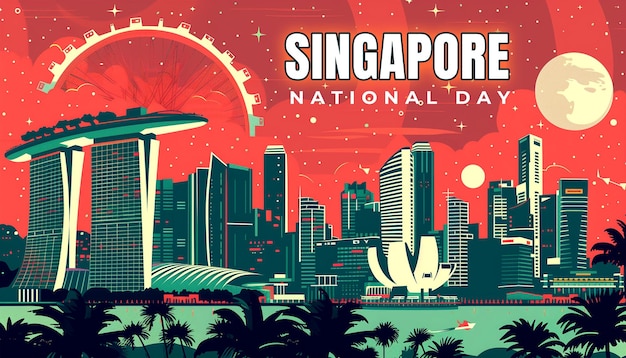 PSD singapore national day celebration background