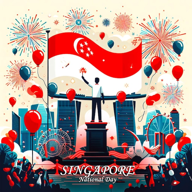 Singapore national day illustration template