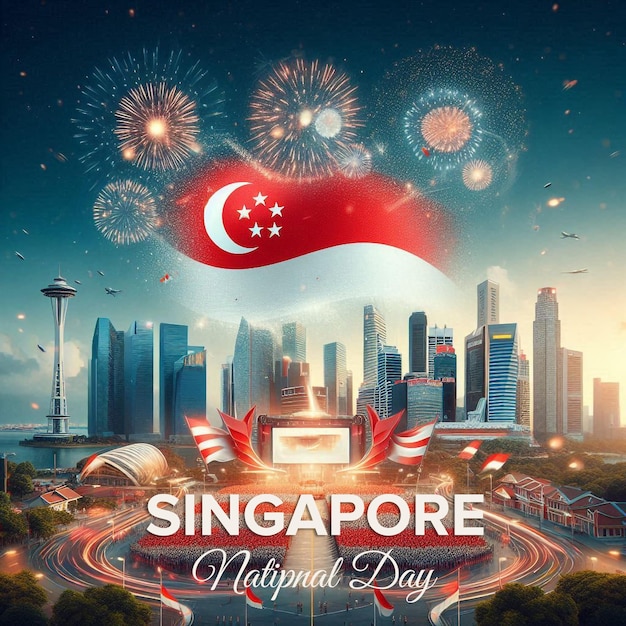 Singapore National Day PSD Banner Design Template