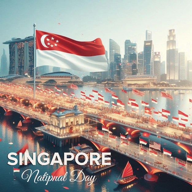 Singapore National Day Square Banner Design