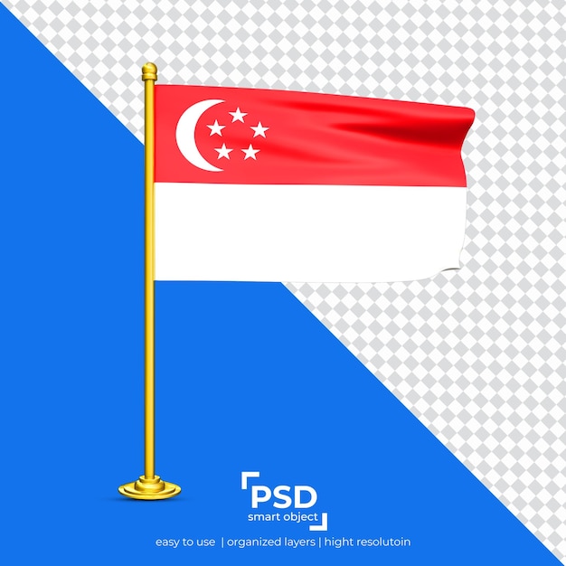 Singapore waving flag set isolated on transparent background