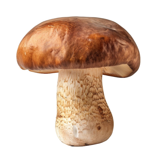 Single Brown Mushroom with White Stem