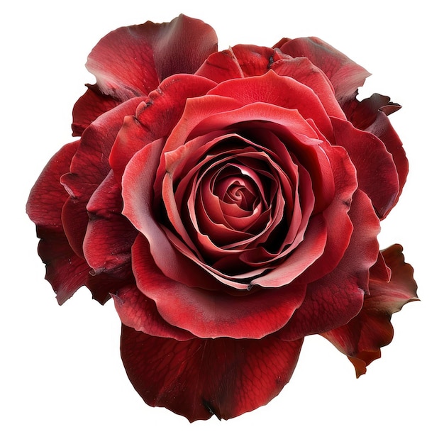 A Single Full Red Rose Its Beauty Emphasized Against A White Background