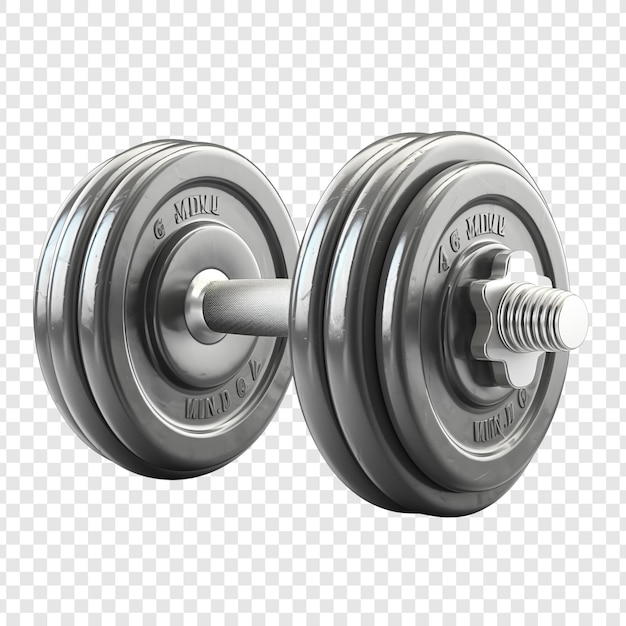 PSD a single gray dumbbell isolated on a white background