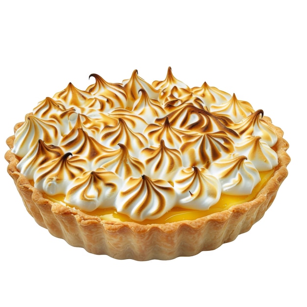 A Single Lemon Tart Topped with Toasted Meringue