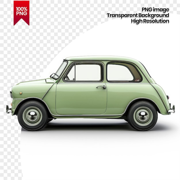 PSD single lovely small light green car or mini car is isolated on white background with clipping path