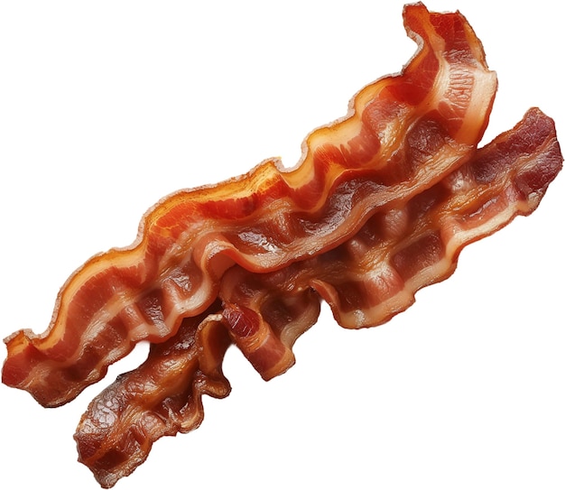 a single piece of bacon isolated on white background