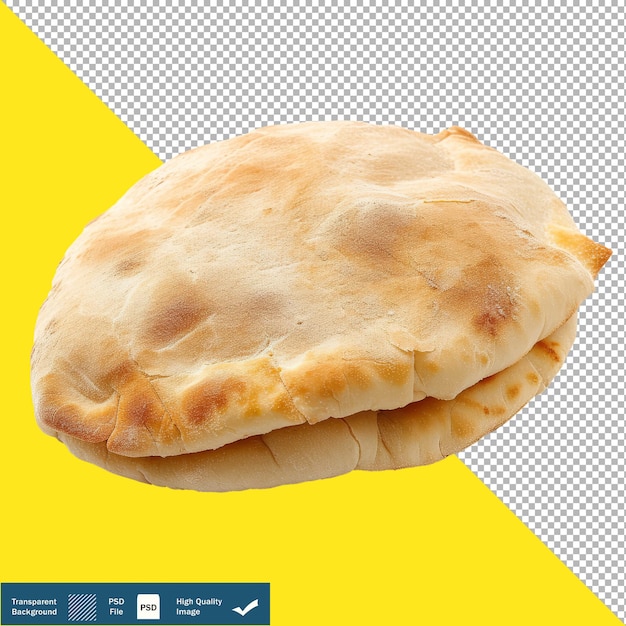 Single Pita Bread Photo on White Background Transparent Background PNG PSD