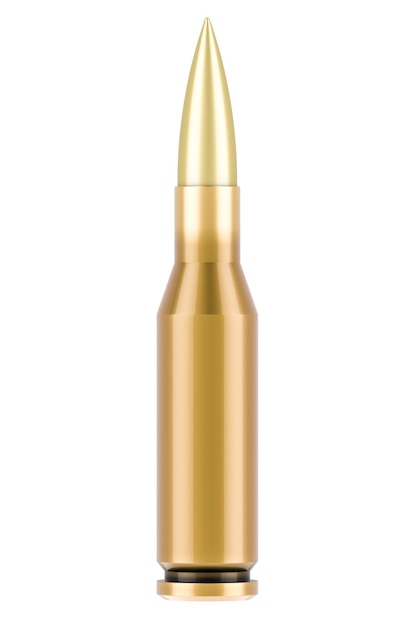 Single Rifle Bullet 3D rendering isolated on transparent background