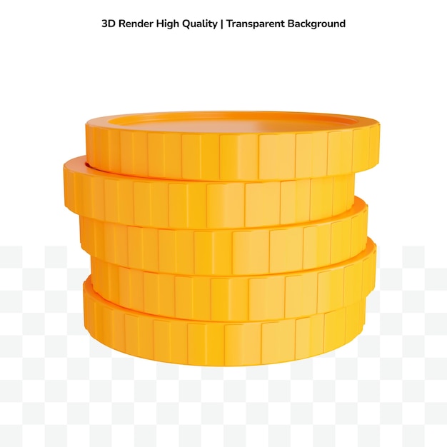 Single stack gold coins on 3d render illustration