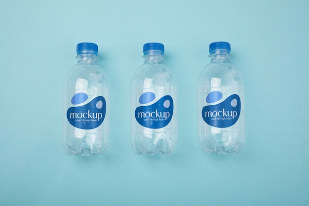 Single-use plastic bottles mock-up recycle concept