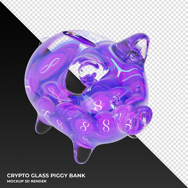 SingularityNET AGIX glass piggy bank with crypto coins 3d illustration