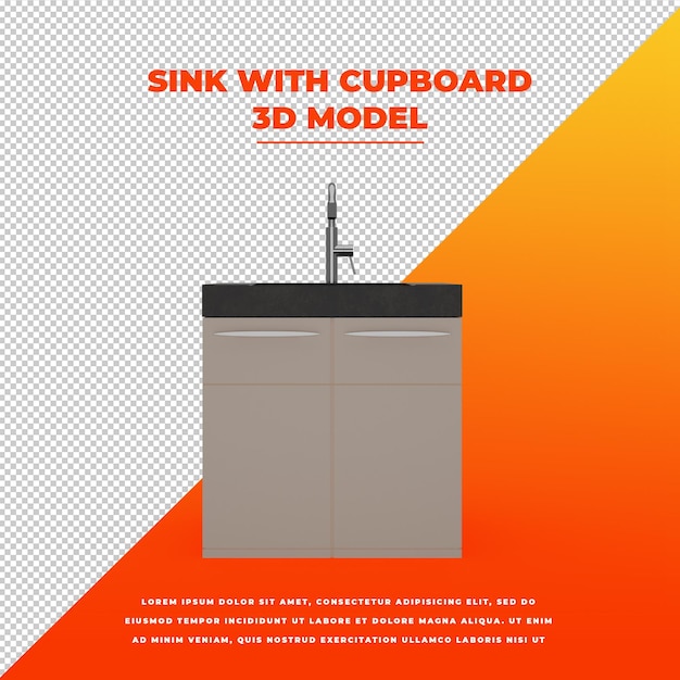 Sink with cupboard isolated 3d model