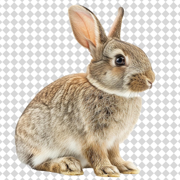 A sitting rabbit Isolated on transparent background PSD file