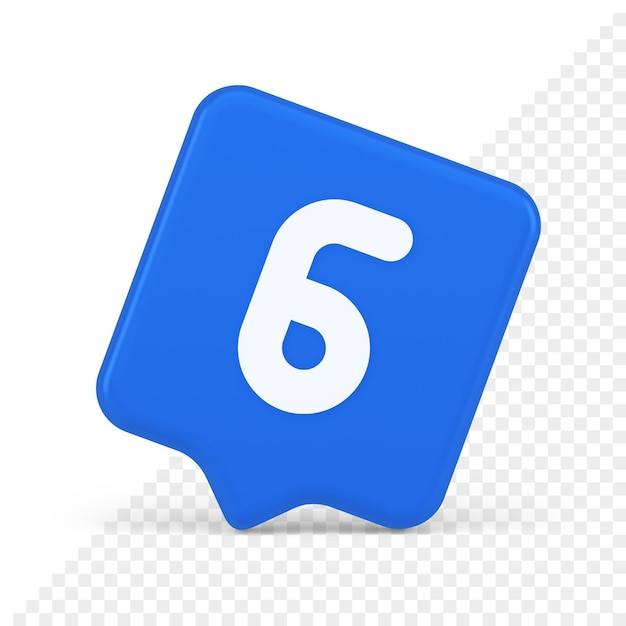 Six blue button number calculator finance counting user interface keyboard panel 3d speech bubble icon