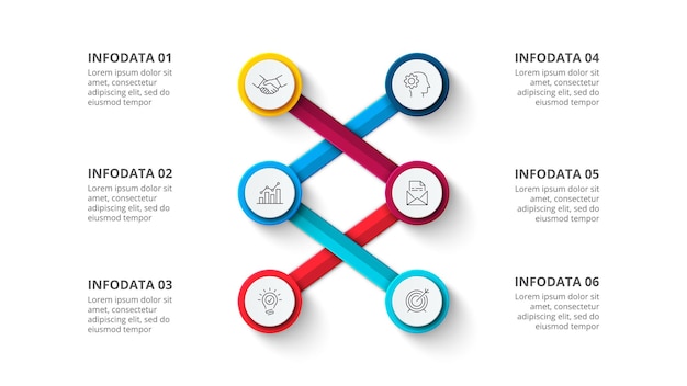 PSD six circles for infographic presentation business diagram with 6 steps