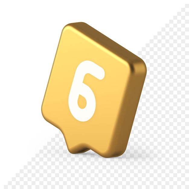 Six gold button number calculator finance counting user interface keyboard panel 3d speech bubble icon