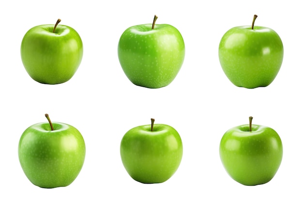 Six Green Apples with Smooth Shiny Skin Ready to Refresh and Revitalize