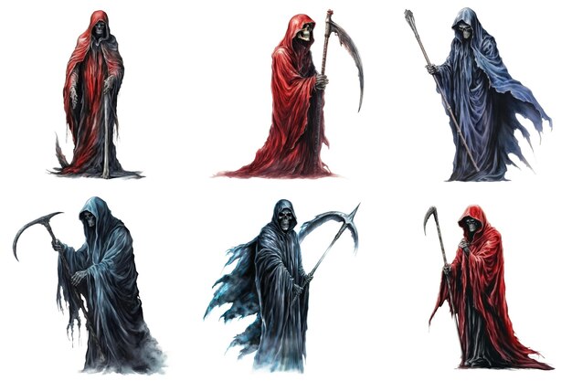 PSD six grim reapers holding various weapons in poses