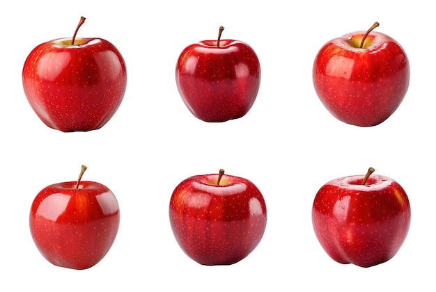 Six Juicy Red Apples Lined Up in a Vibrant Row