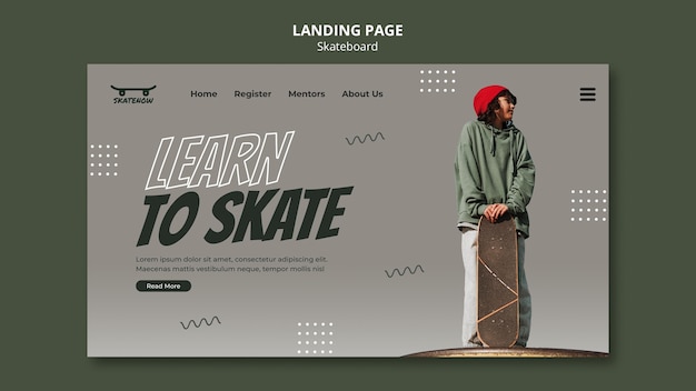 PSD skateboard lesson landing page