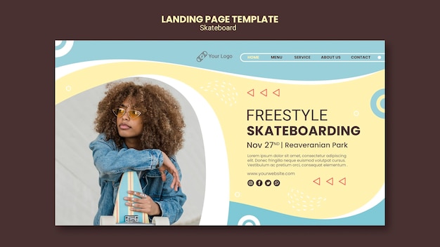 Skateboarding concept landing page template