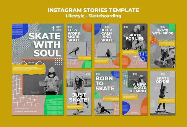 Skateboarding instagram stories template