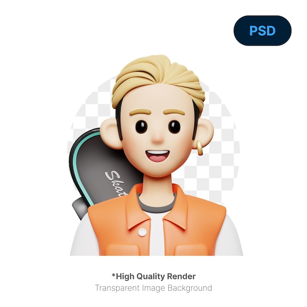 Skateboy 3D Character Premium Psd