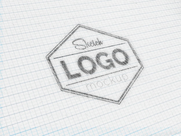 PSD skect logo mockup is on a piece of paper