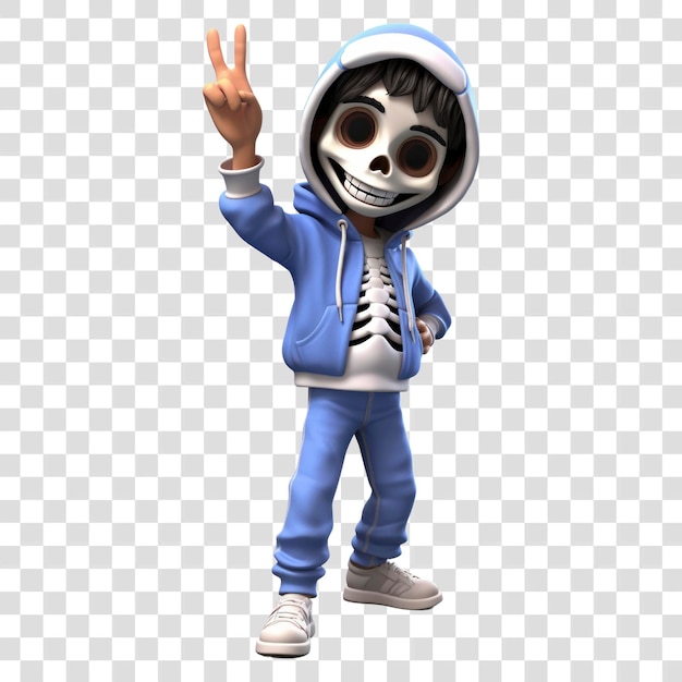 PSD skeleton costume character peace sign