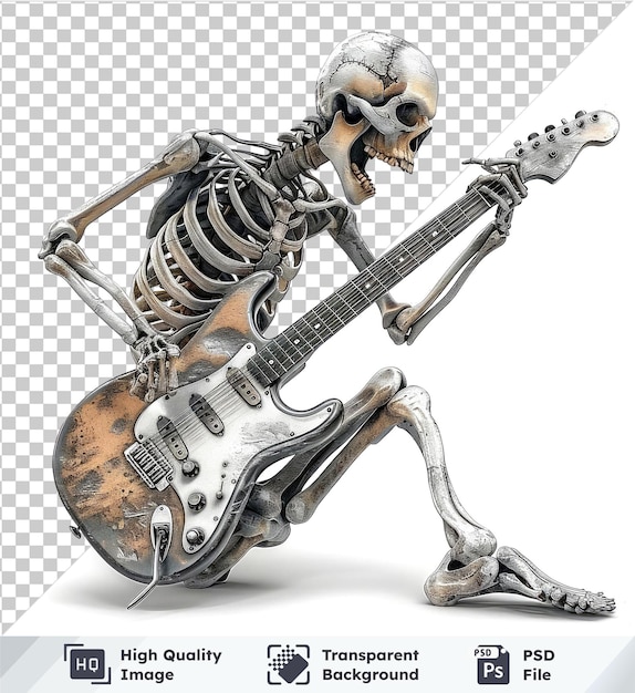 Skeleton playing guitar in premium vector illustration for Halloween