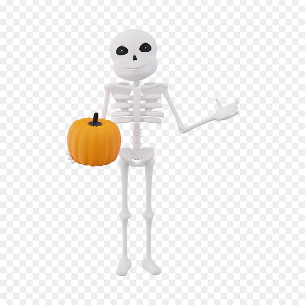 PSD skeleton skeleton holding a pumpkin - halloween skeleton png, transparent png