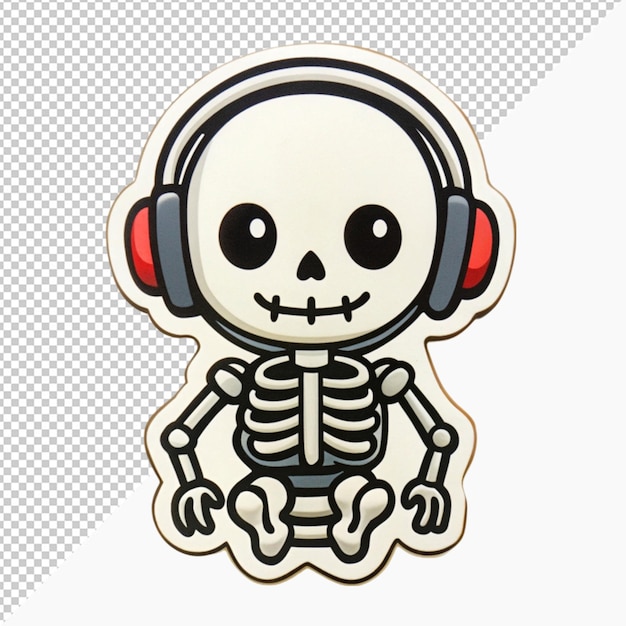 PSD skeleton wearing headphones sticker