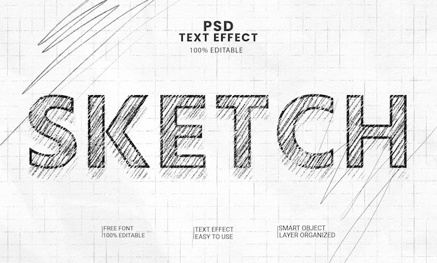 PSD sketch text effect psd